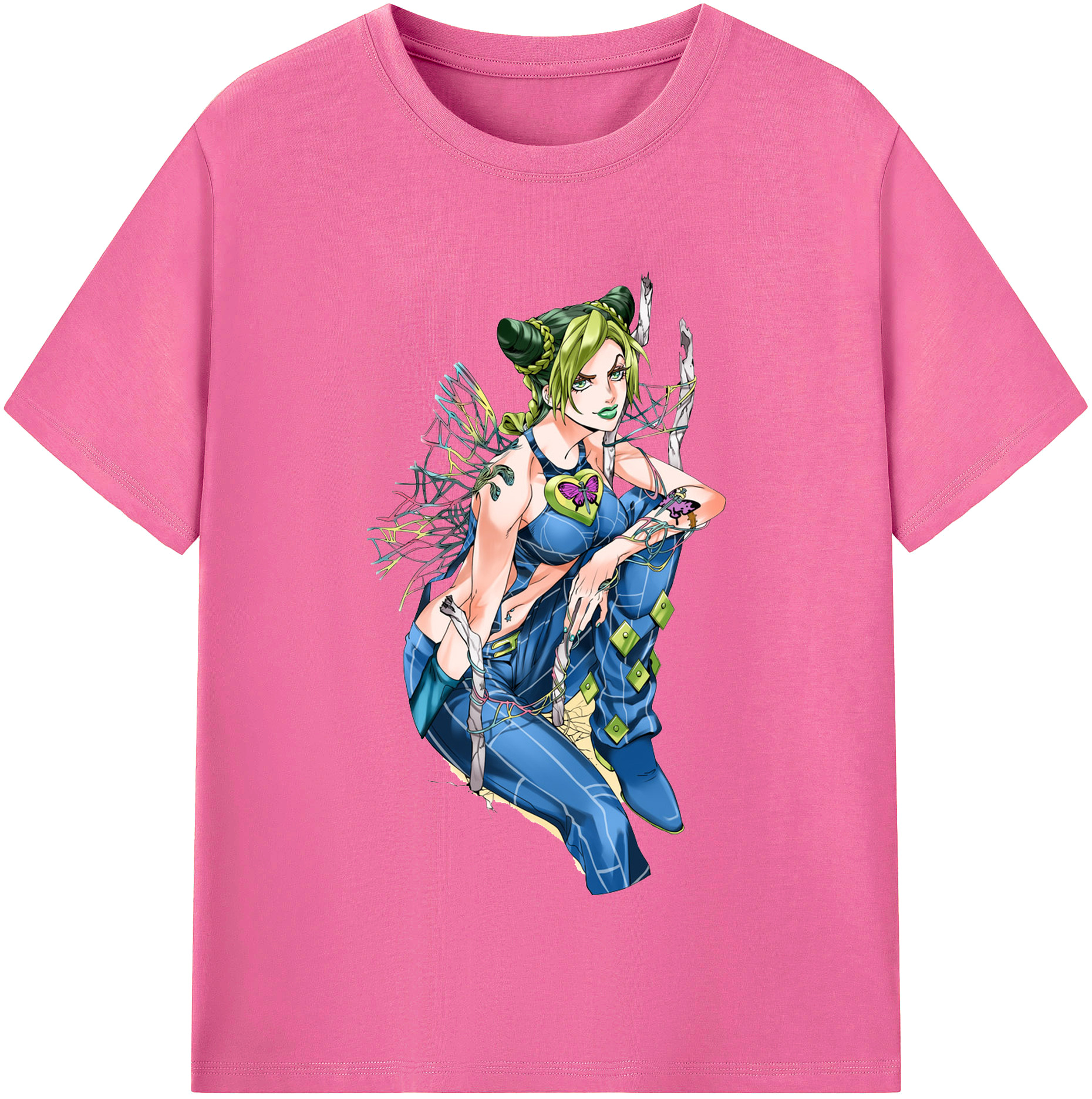 （画像用） "ジョジョの奇妙な冒険 くうじょう ジョリーン JoJo's Bizarre Adventure Jolyne Cujoh " レディースカジュアルプリントTシャツ（綿100％）